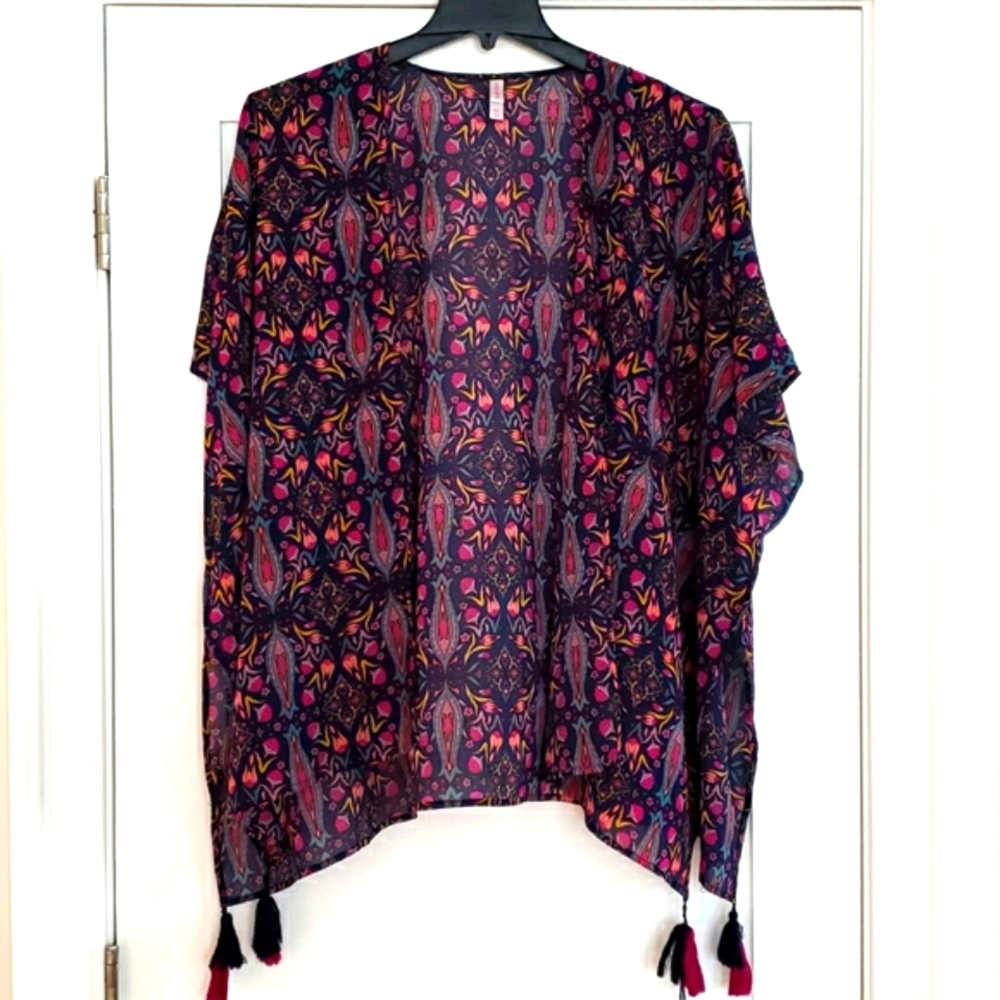 Xhiliration Floral Kimono with Tassels Size- M/L